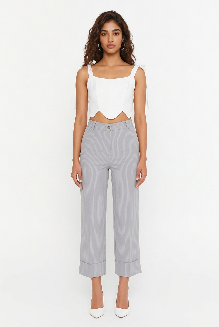 VICTORIA HIGH WAISTED TROUSERS GRAY