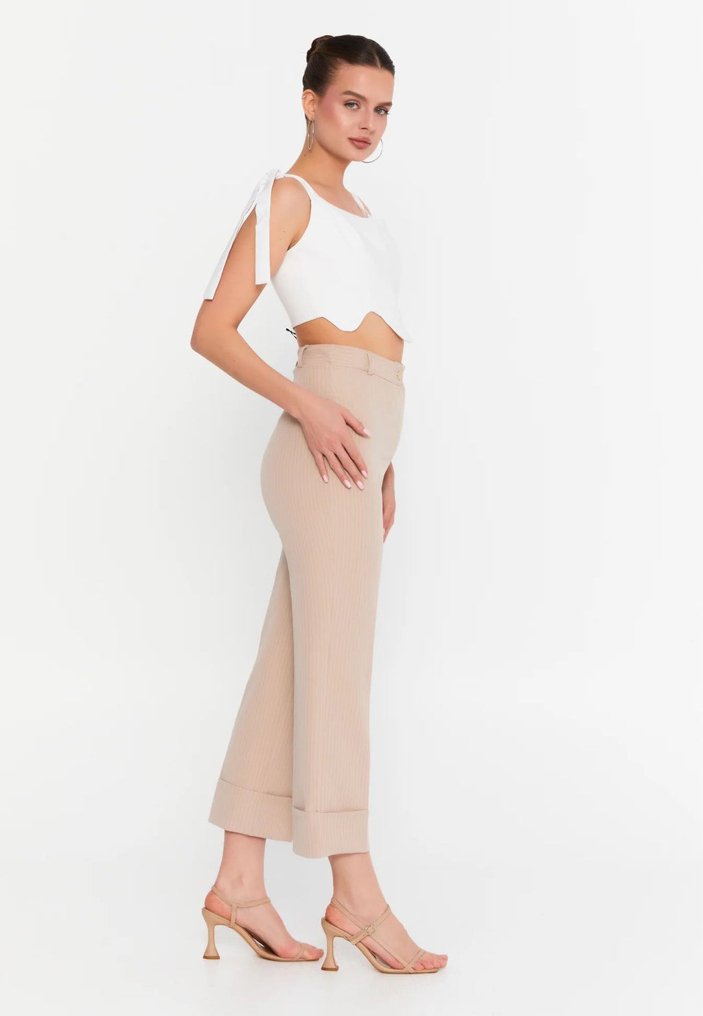 VICTORIA HIGH WAISTED TROUSERS CREME