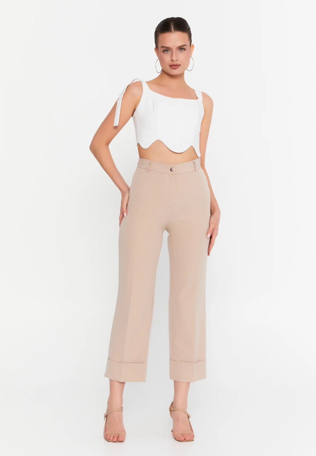 VICTORIA HIGH WAISTED TROUSERS CREME