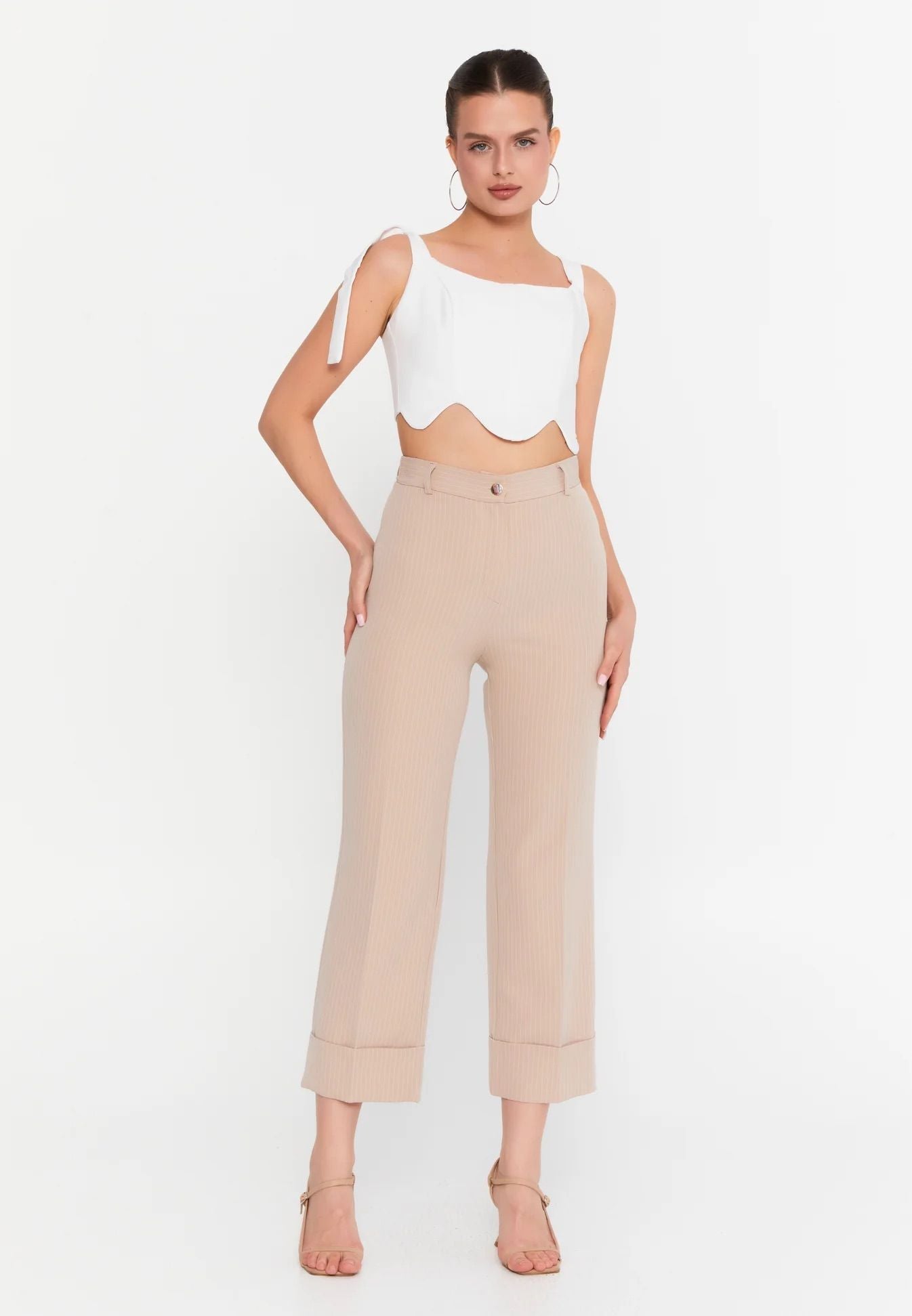 VICTORIA HIGH WAISTED TROUSERS CREME