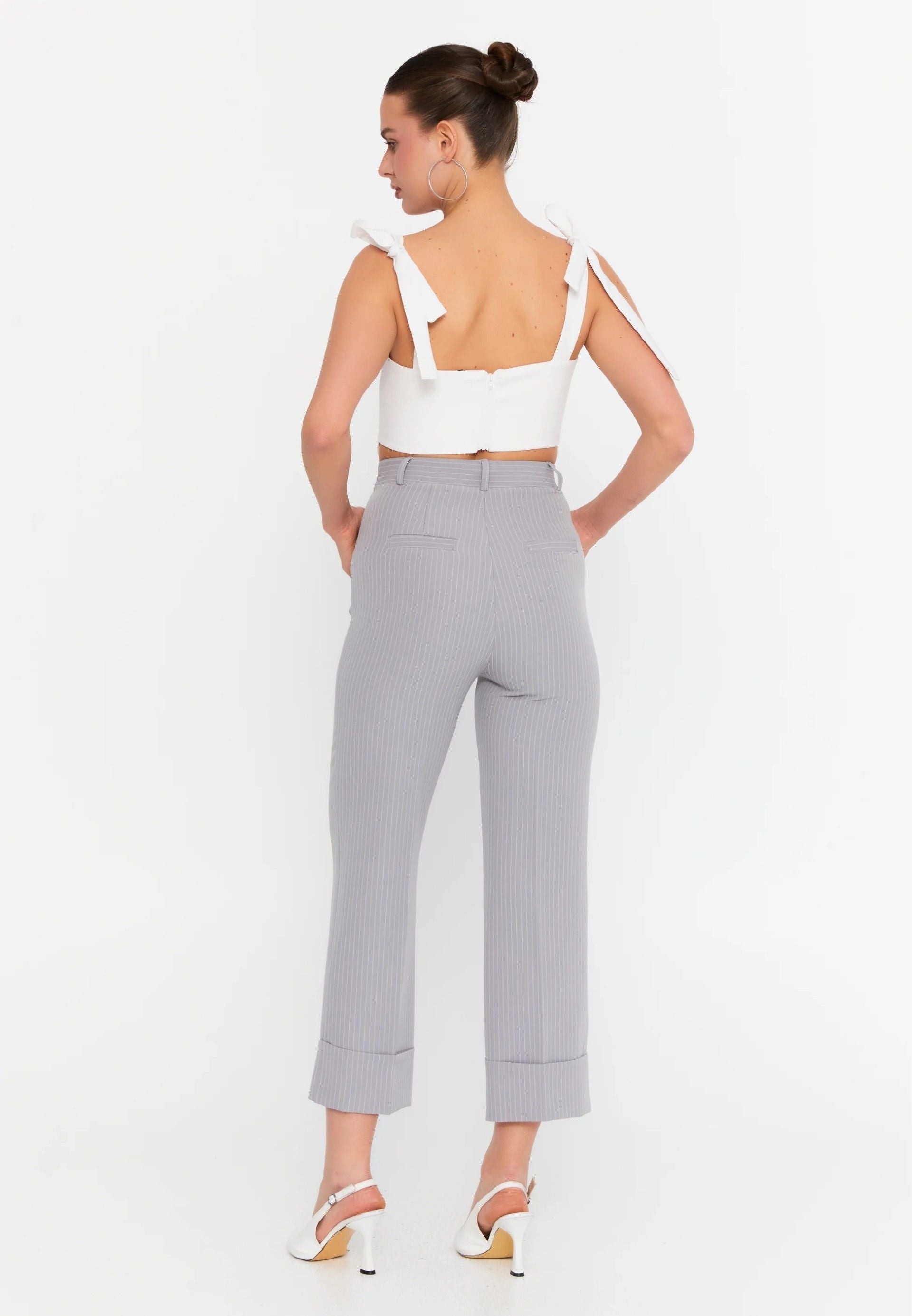 VICTORIA HIGH WAISTED TROUSERS GRAY
