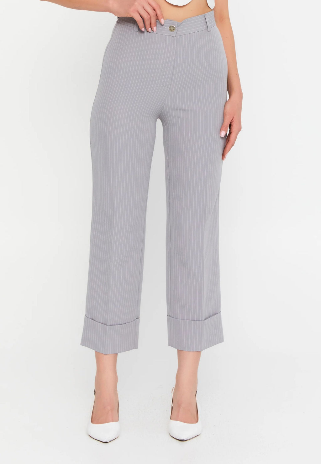 VICTORIA HIGH WAISTED TROUSERS GRAY