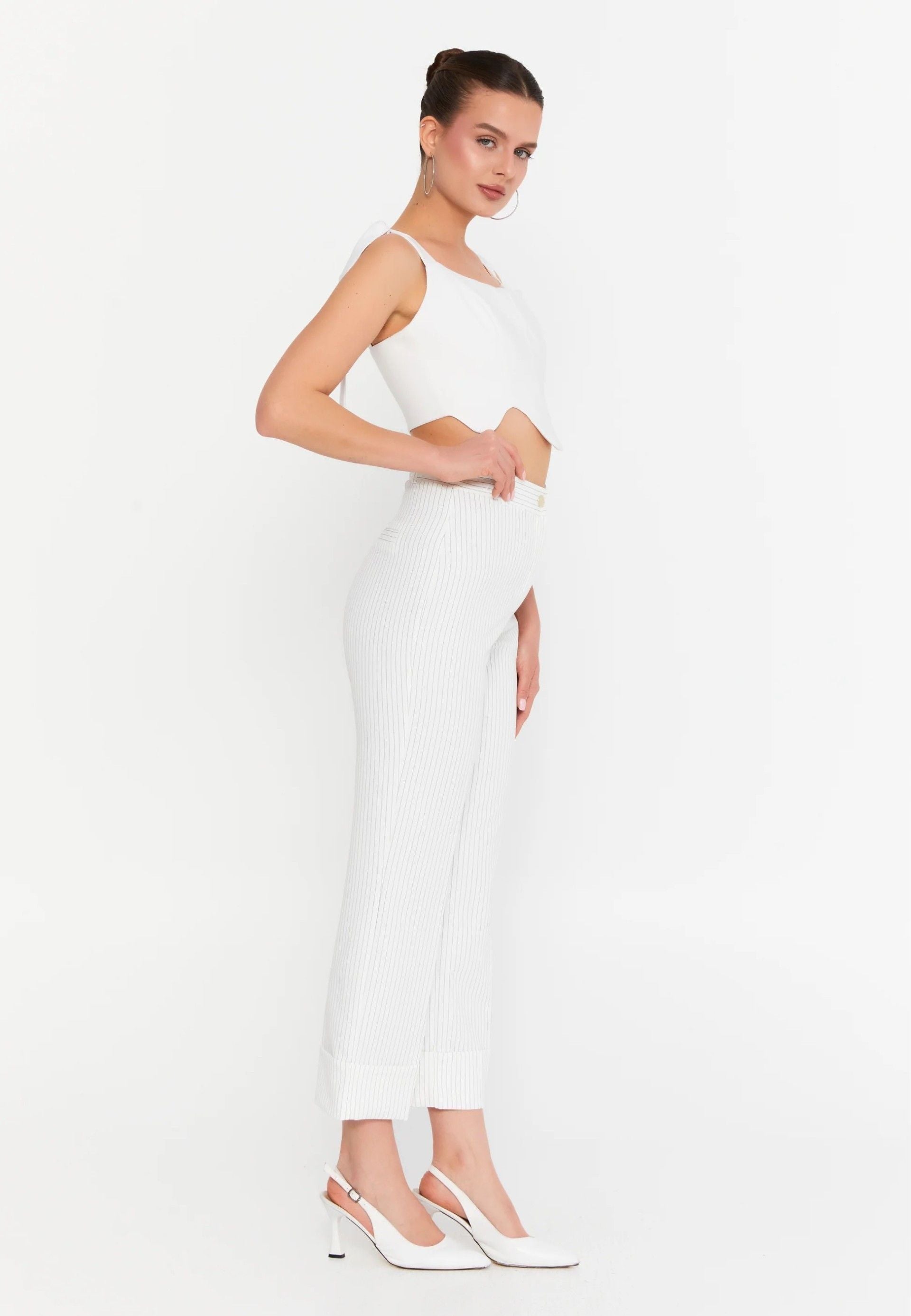 VICTORIA HIGH WAISTED TROUSERS WHITE