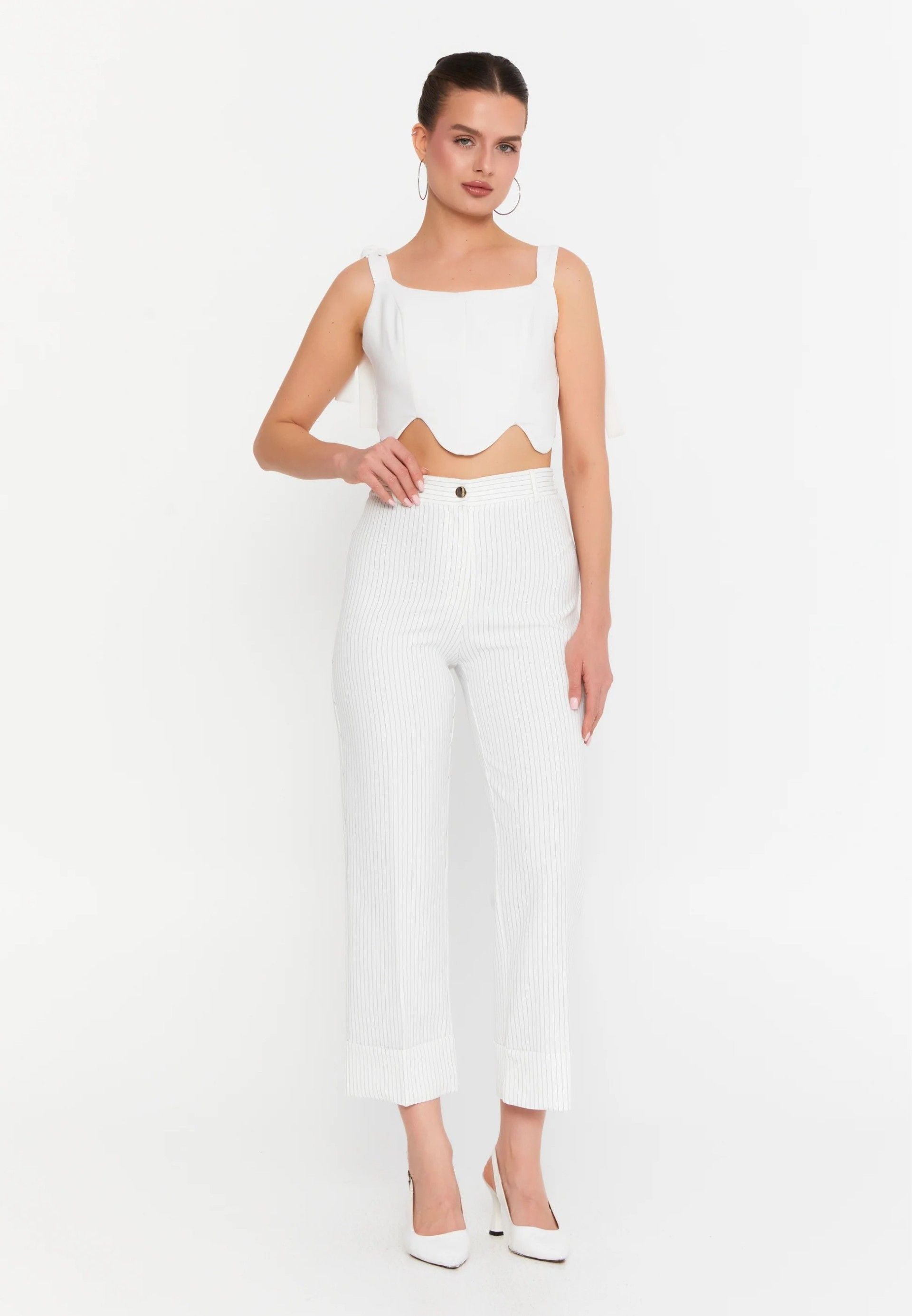 VICTORIA HIGH WAISTED TROUSERS WHITE
