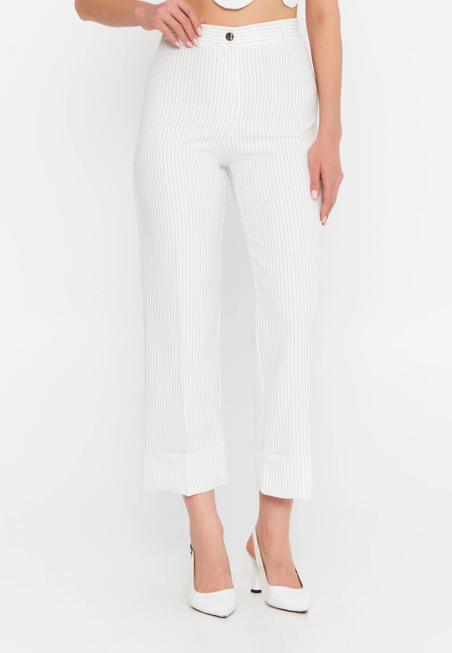 VICTORIA HIGH WAISTED TROUSERS WHITE